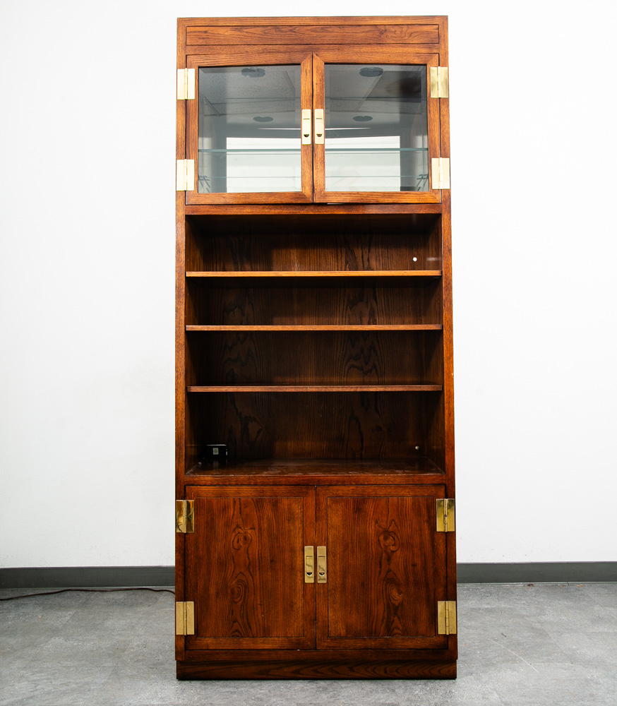 Mid Century Modern Cabinet Compact Display Scene One Henredon Campaign Dark Wood - Image 2
