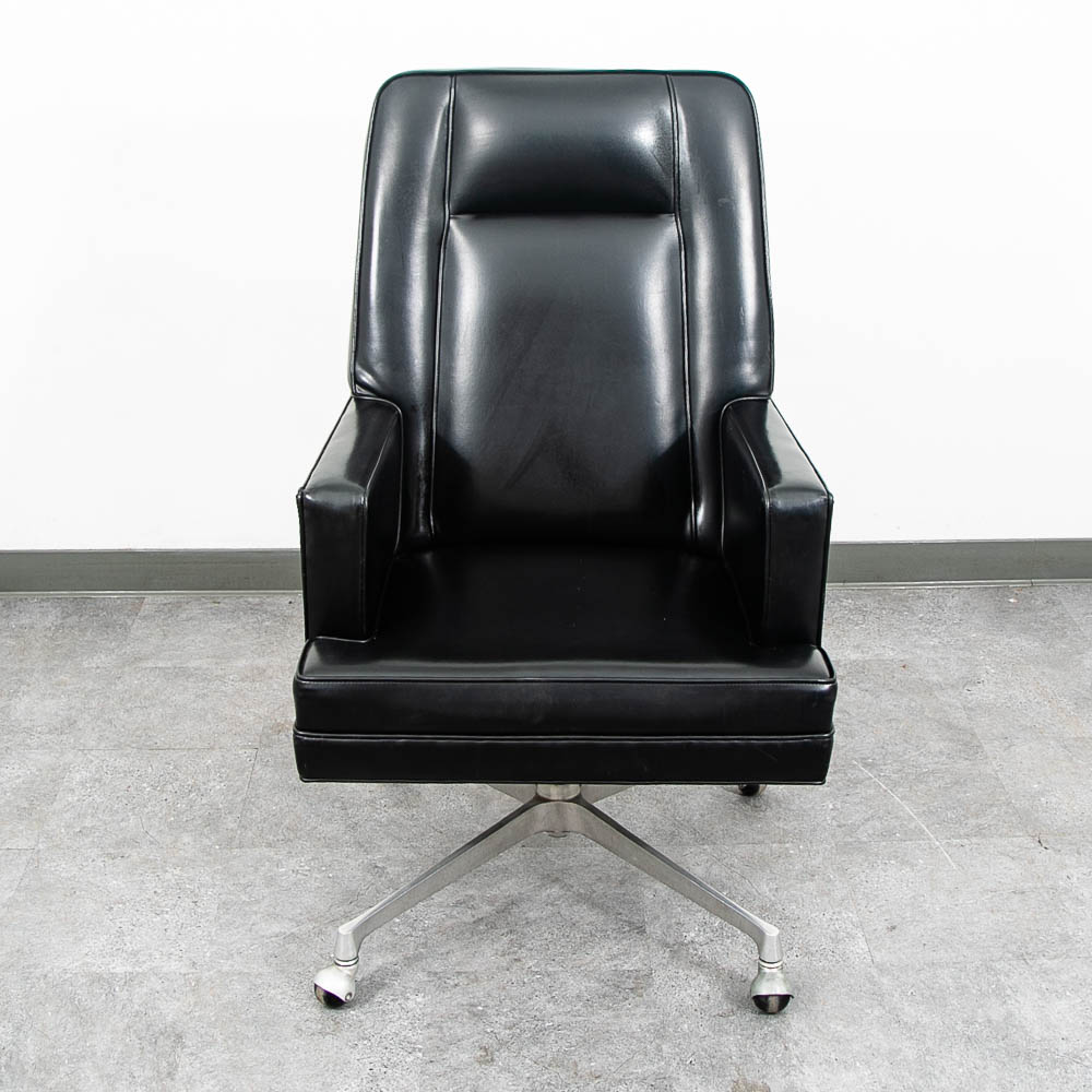 Mid Century Modern Lounge Chair Black Swivel Office Rolling Armchair MCM - Image 6