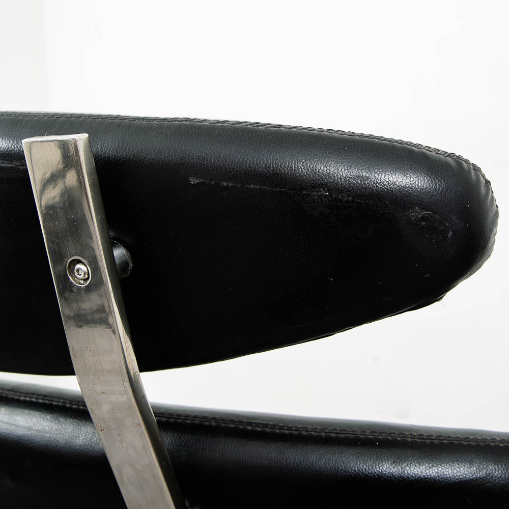 Mid Century Danish Modern Lounge Chairs Corona Set of 2 Black Chrome Ottoman MCM - Image 7