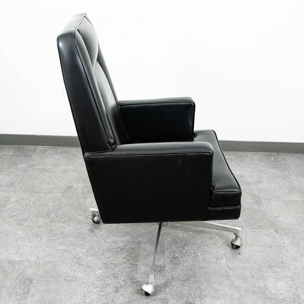 Mid Century Modern Lounge Chair Black Swivel Office Rolling Armchair MCM - Image 7