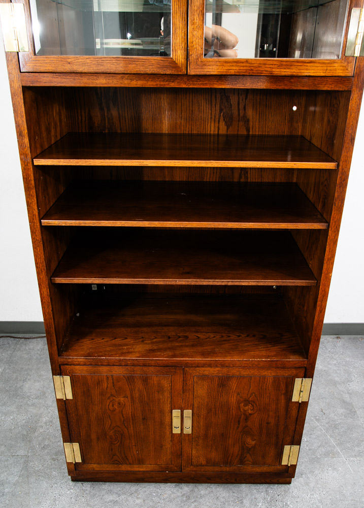 Mid Century Modern Cabinet Compact Display Scene One Henredon Campaign Dark Wood - Image 9