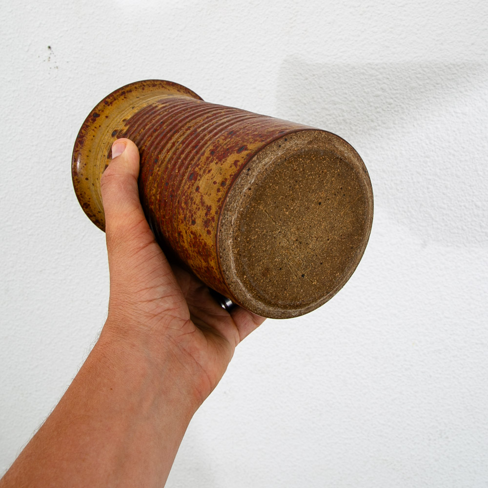 Mid Century Modern Lidded Jar Pot Round Clay Brown Studio Pottery Stoneware Mcm - Image 6