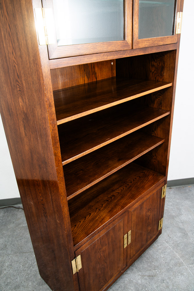 Mid Century Modern Cabinet Compact Display Scene One Henredon Campaign Dark Wood - Image 10