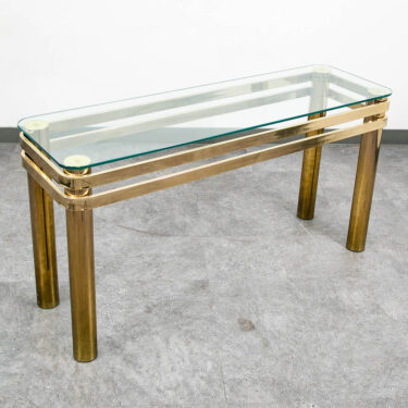 Mid Century Modern Console Table Entry Sofa Metal Brass Glass Vintage Floating