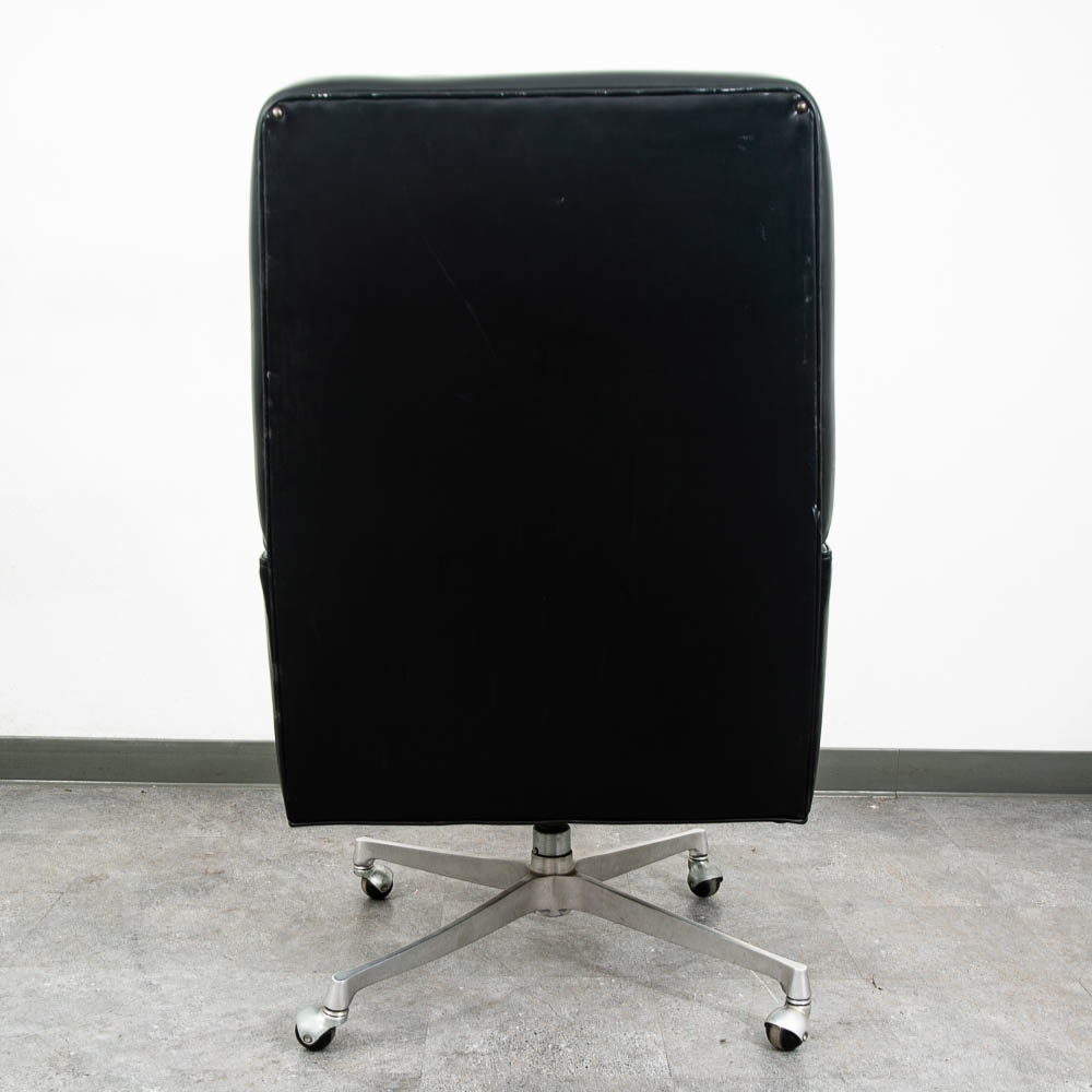 Mid Century Modern Lounge Chair Black Swivel Office Rolling Armchair MCM - Image 4