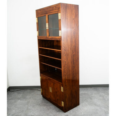 Mid Century Modern Cabinet Compact Display Scene One Henredon Campaign Dark Wood