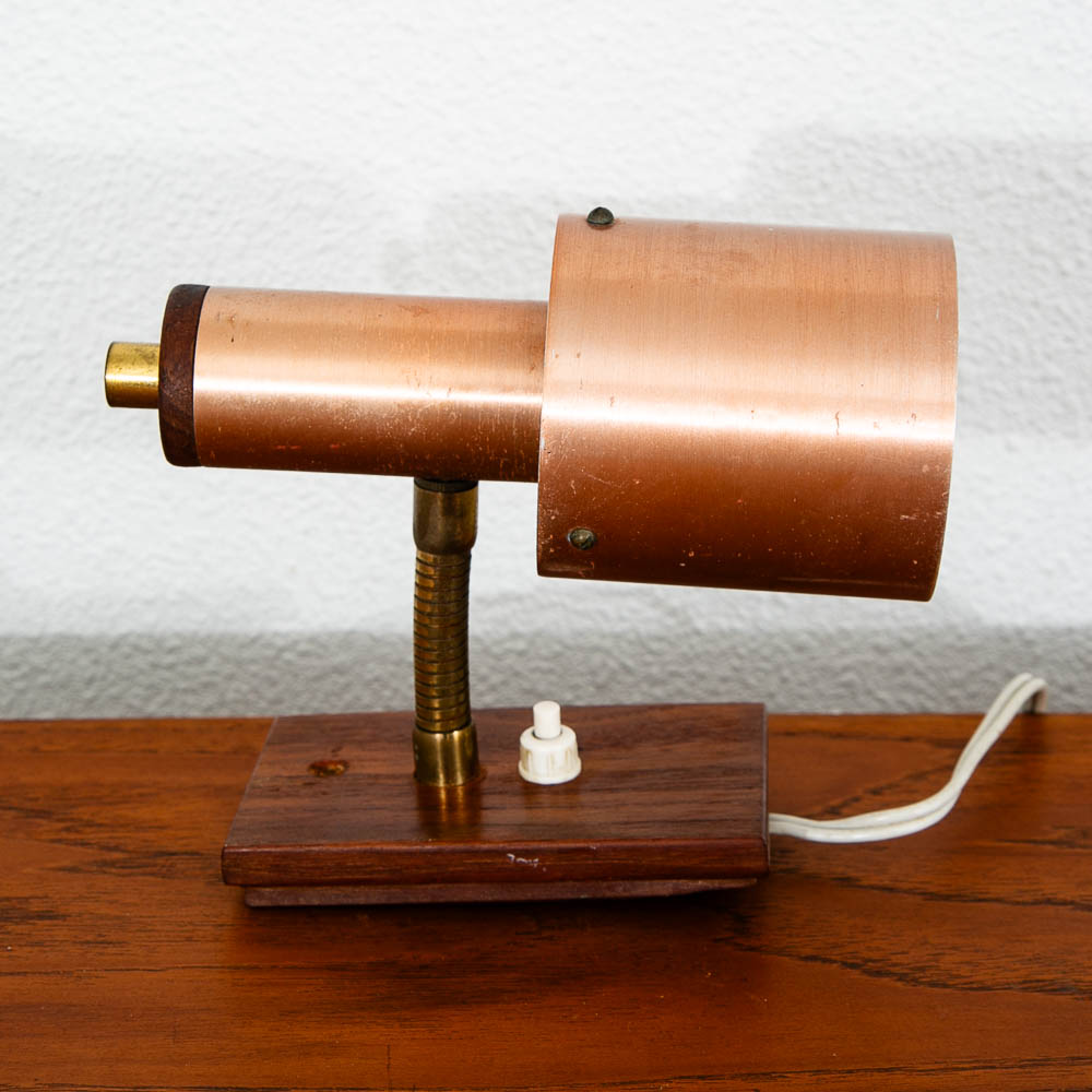 Mid Century Modern Wall Sconce Lamp Lighting Rosewood Copper Denmark MCM - Image 3
