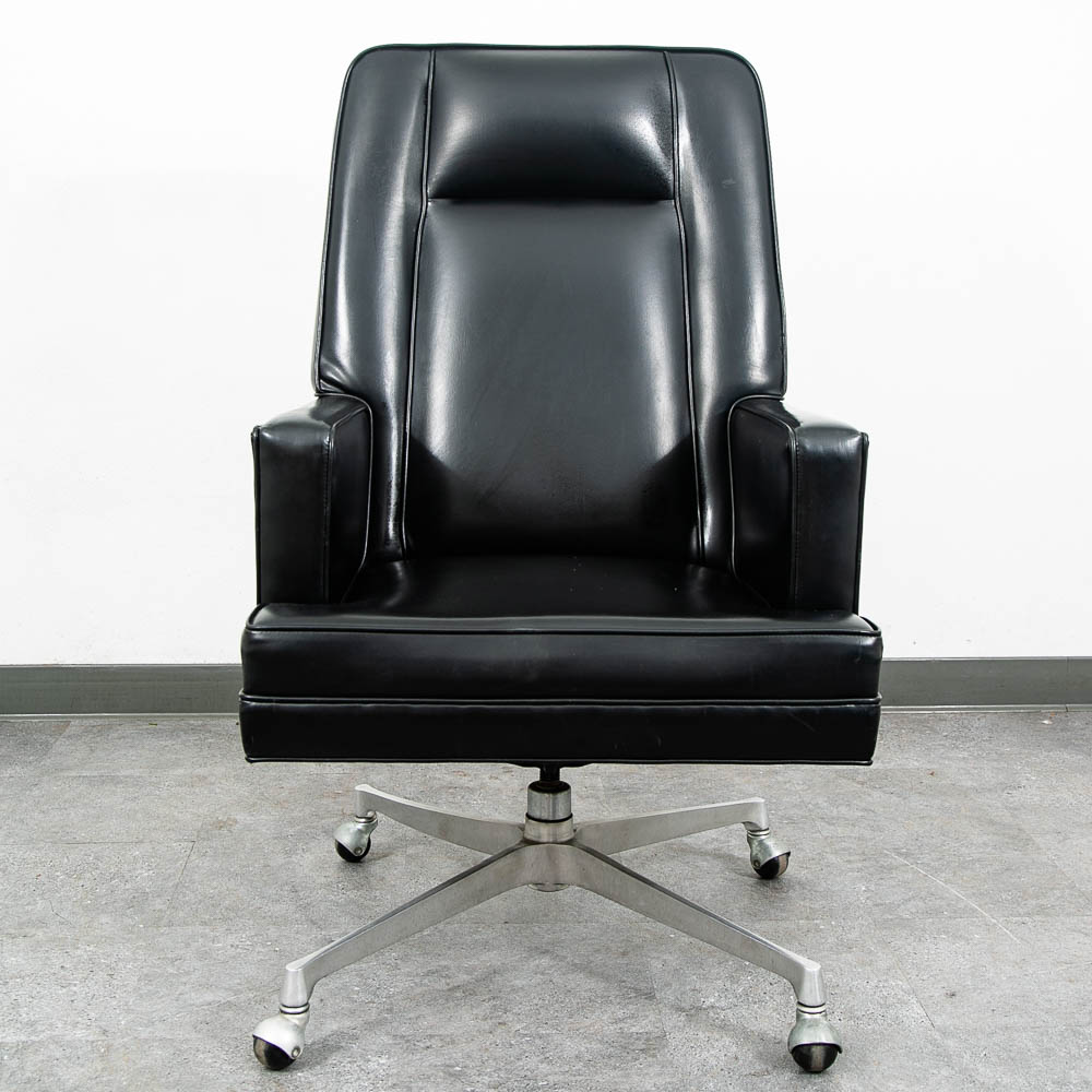 Mid Century Modern Lounge Chair Black Swivel Office Rolling Armchair MCM - Image 2