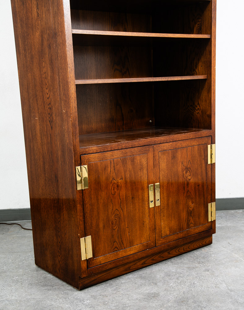 Mid Century Modern Cabinet Compact Display Scene One Henredon Campaign Dark Wood - Image 6