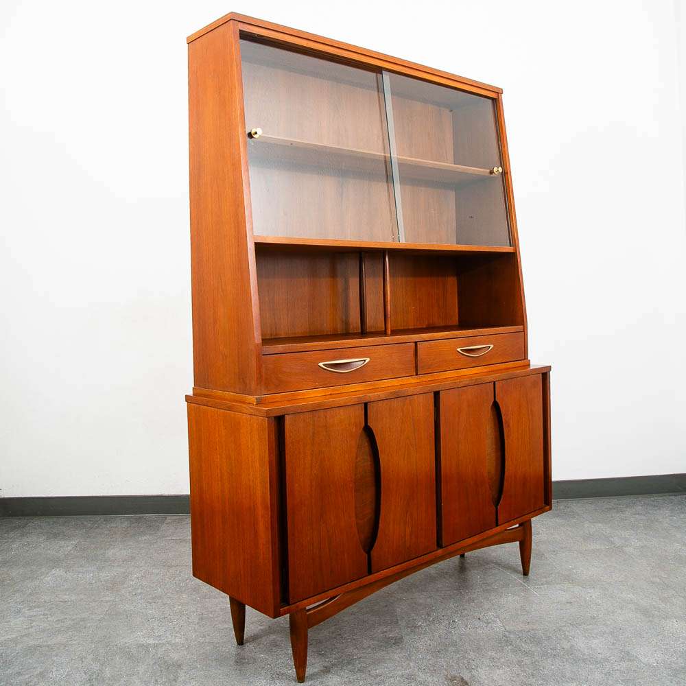 Mid Century Modern China Cabinet Garrison Hutch Glass Display Storage MCM