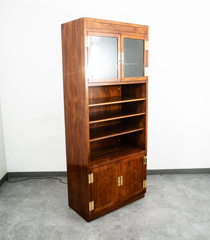 Mid Century Modern Cabinet Compact Display Scene One Henredon Campaign Dark Wood - Image 4
