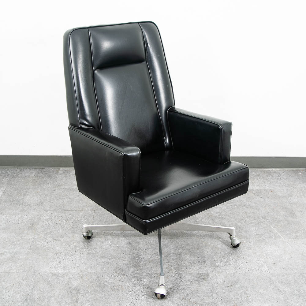 Mid Century Modern Lounge Chair Black Swivel Office Rolling Armchair MCM - Image 5