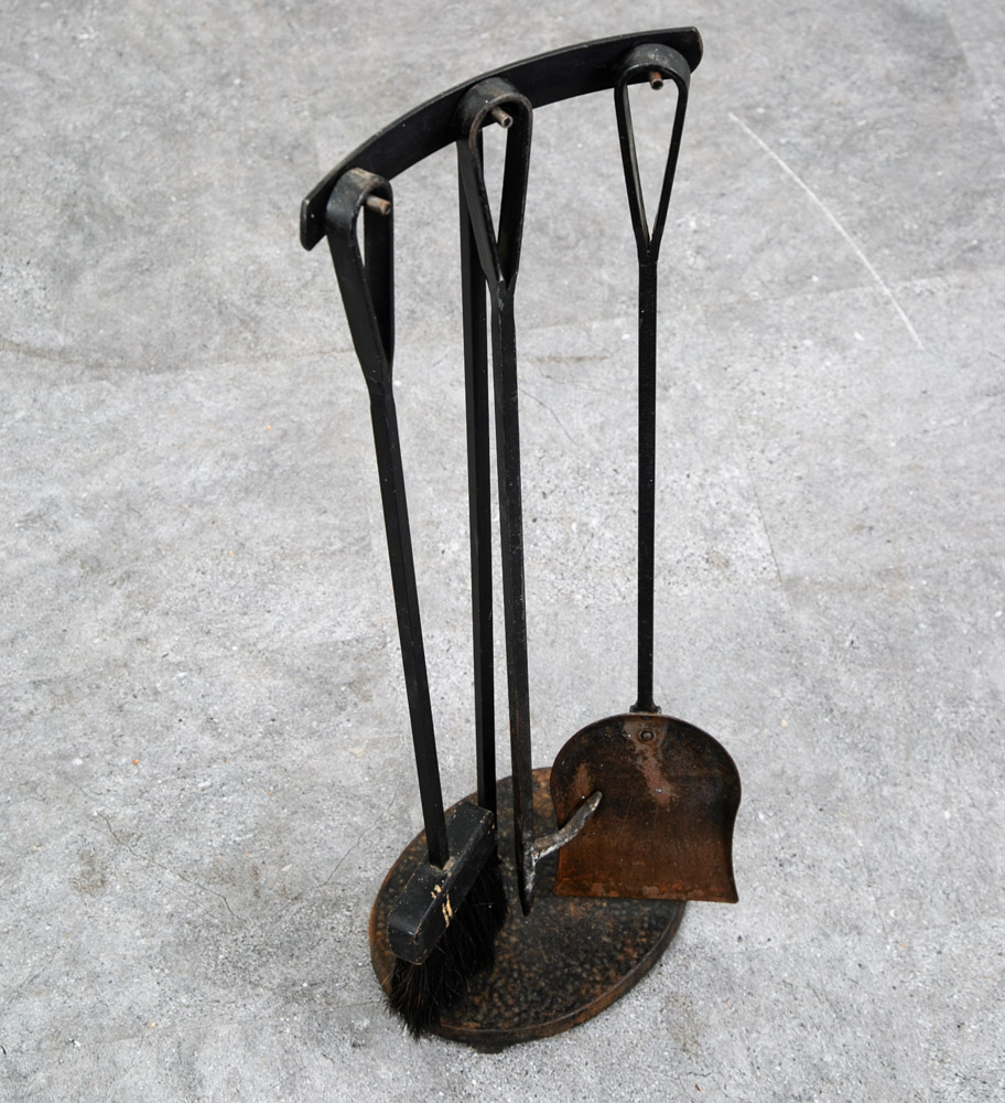 Mid Century Modern Fireplace Tool Modernist Cast Iron Black Mcm Vintage Wood - Image 6