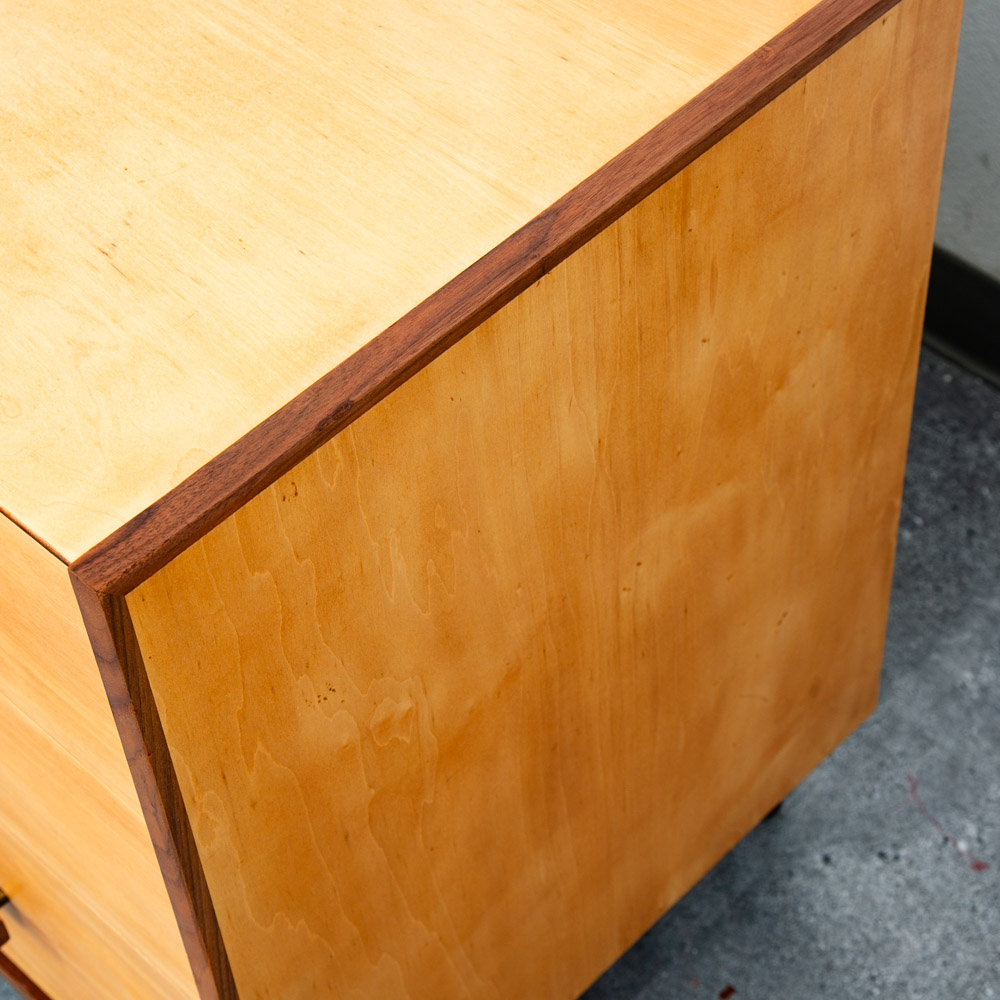 Mid Century Modern Dresser Credenza Birch Walnut Drawer Italian End Set 2 Blonde - Image 12