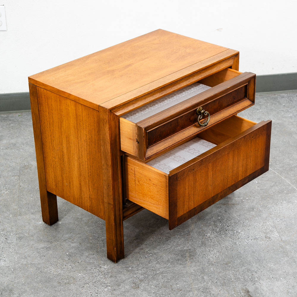 Mid Century Modern Nightstand End Table Set Side Basic Witz Walnut 2 Drawer Mcm - Image 11
