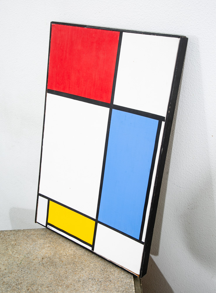 Mid Century Modern Painting Art Abstract Expressionism Red White Yellow Blue Mcm - Image 3