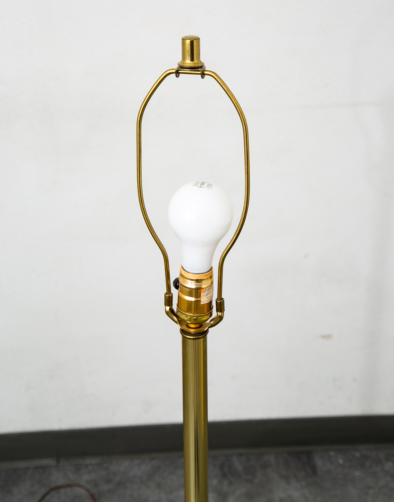 Mid Century Modern Floor Lamp Side Table Brass Round Built Side Table Lighting - Image 11