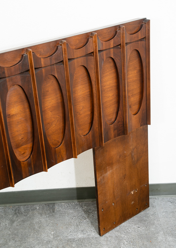 Mid Century Modern Headboard Bed Frame Tobago King Size 80" Brutalist Broyhill - Image 9