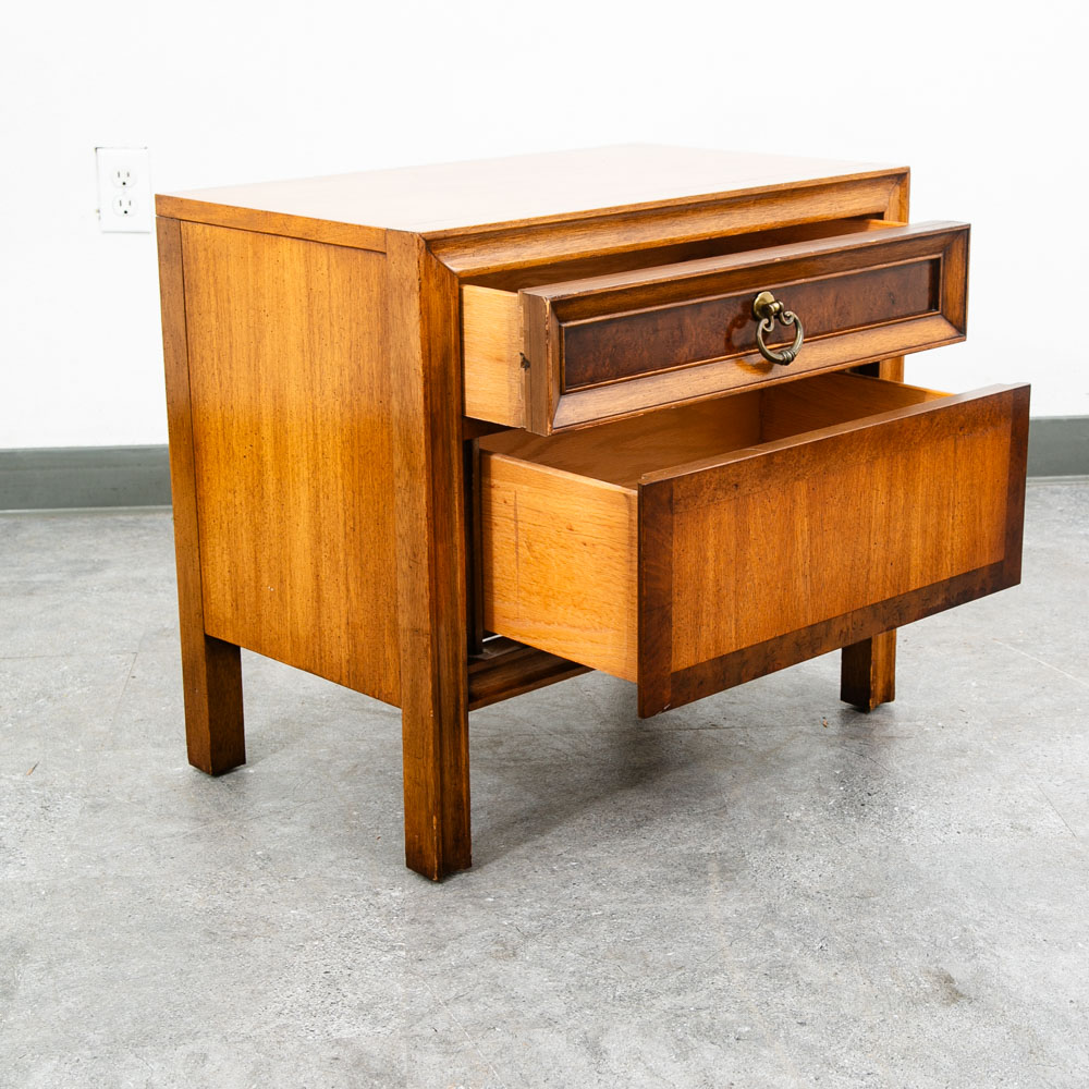 Mid Century Modern Nightstand End Table Set Side Basic Witz Walnut 2 Drawer Mcm - Image 5