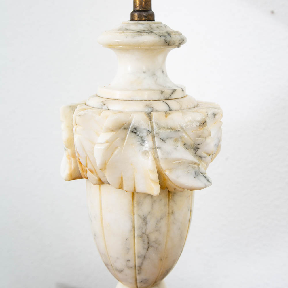 Mid Century Modern Table Lamp Set Pair Italian Alabaster Marble White Working - Image 5
