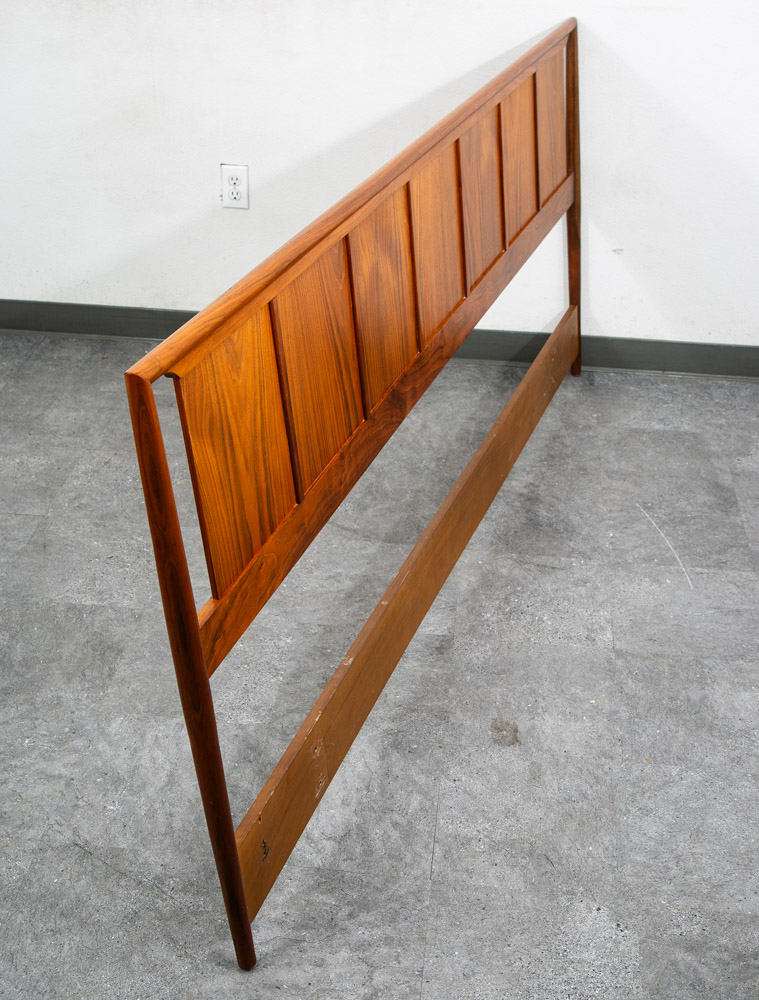 Mid Century Modern Headboard Bed Frame King Size Solid Walnut Wood Vintage Mcm - Image 3