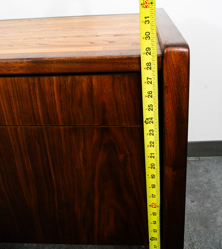 Mid Century Modern Credenza Oak Walnut 5 Drawer Wood Oak File Doors Vintage - Image 11