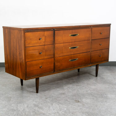 Mid Century Modern Dresser Credenza 9 Drawer Vintage Walnut Danish Drexel Lane