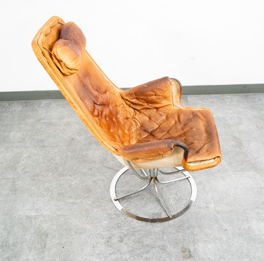 Mid Century Danish Modern Lounge Chair Dux Bruno Mathsson Jetson Brown Leather - Image 10