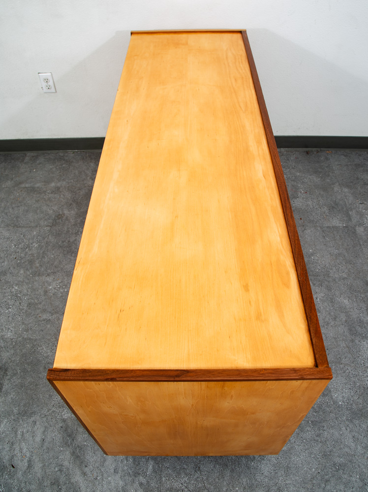 Mid Century Modern Dresser Credenza Birch Walnut Drawer Italian End Set 2 Blonde - Image 3
