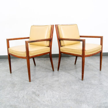 Mid Century Modern Lounge Chairs Solid Walnut Pair Tan Armchairs Two Mcm Vintage