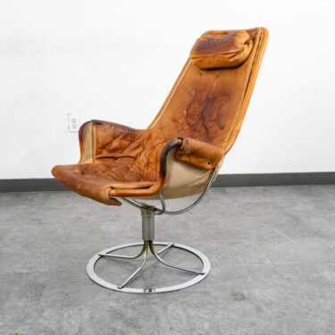 Mid Century Danish Modern Lounge Chair Dux Bruno Mathsson Jetson Brown Leather