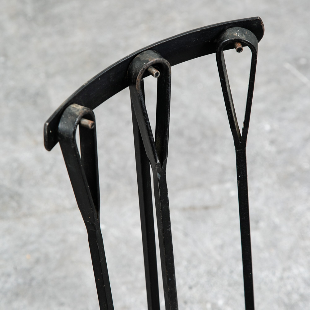 Mid Century Modern Fireplace Tool Modernist Cast Iron Black Mcm Vintage Wood - Image 4