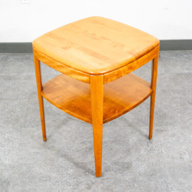 Mid Century Modern Side Table Heywood Wakefield Blonde Wood Birch Square Shelf