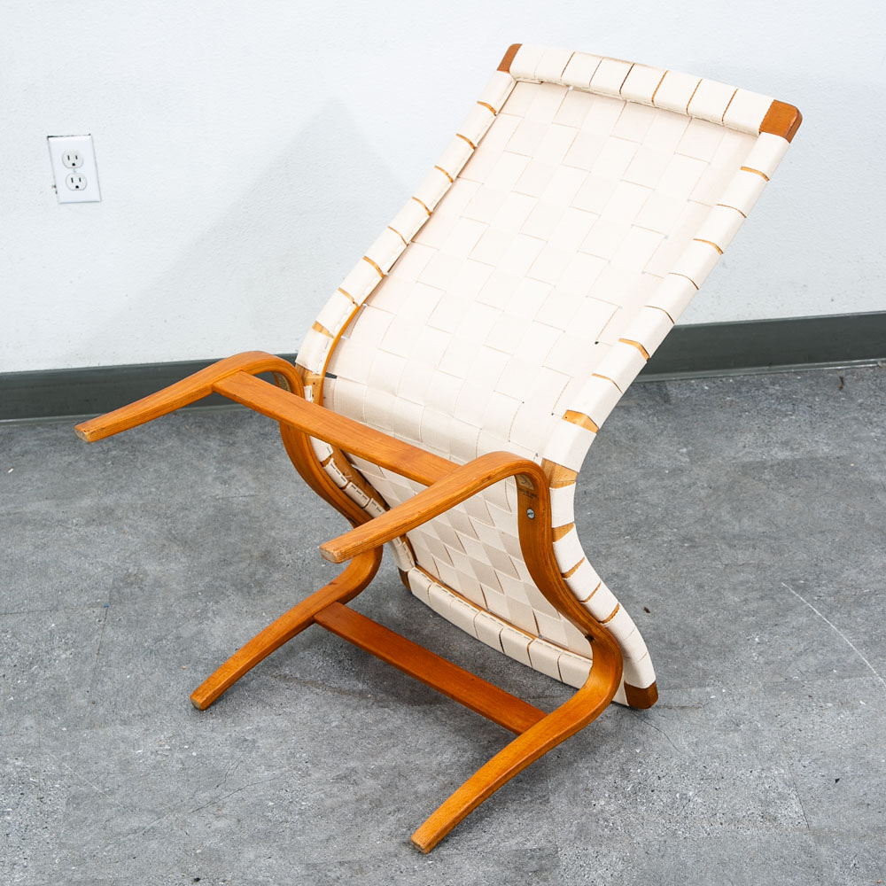 Mid Century Danish Modern Lounge Chair Bruno Mathsson Eva White Vintage Sweden - Image 5