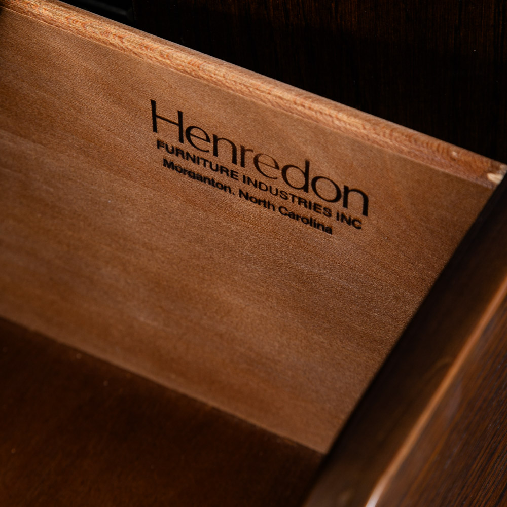 Mid Century Modern Armoire Compact Cabinet Scene One Henredon Campaign Dark Wood - Image 10