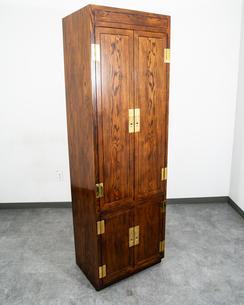 Mid Century Modern Armoire Compact Cabinet Scene One Henredon Campaign Dark Wood