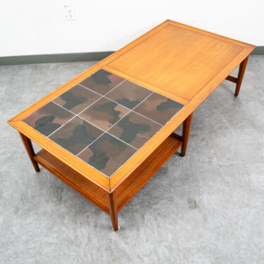 Mid Century Modern Coffee Table Heritage Shelf Tile Walnut Wood Wide Vintage Mcm