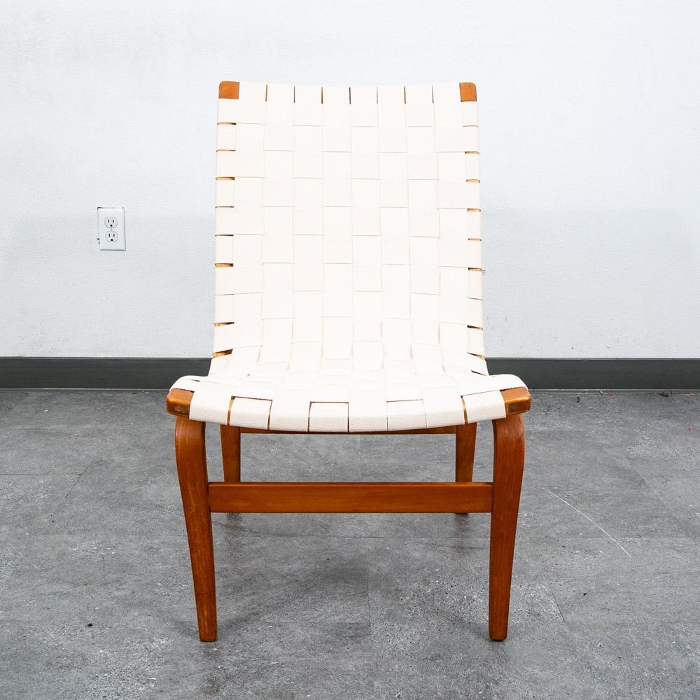 Mid Century Danish Modern Lounge Chair Bruno Mathsson Eva White Vintage Sweden - Image 2