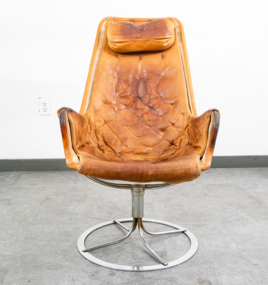 Mid Century Danish Modern Lounge Chair Dux Bruno Mathsson Jetson Brown Leather - Image 2