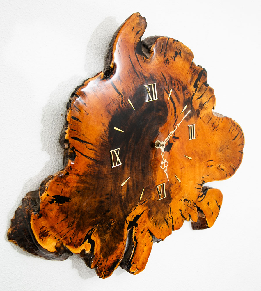 Mid Century Modern Clock Wood Burl Wall Brass Gold Danish Vintag Mcm - Image 11