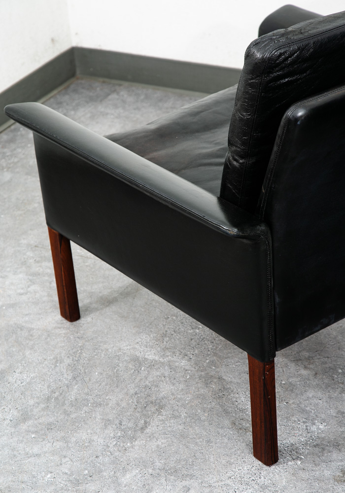 Mid Century Danish Modern Lounge Chair Set Leather Hans Olsen Black Cs Glostrup - Image 11