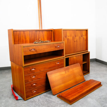 Mid Century Danish Modern Wall Unit 3 bay Teak HG Hansen Guldborg Modular Cado