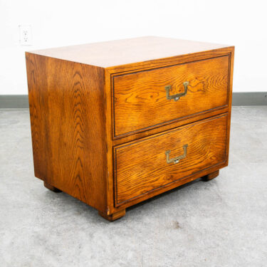 Mid Century Modern Nightstand 2 Drawers Henredon Brass Wood Vintage Artefacts