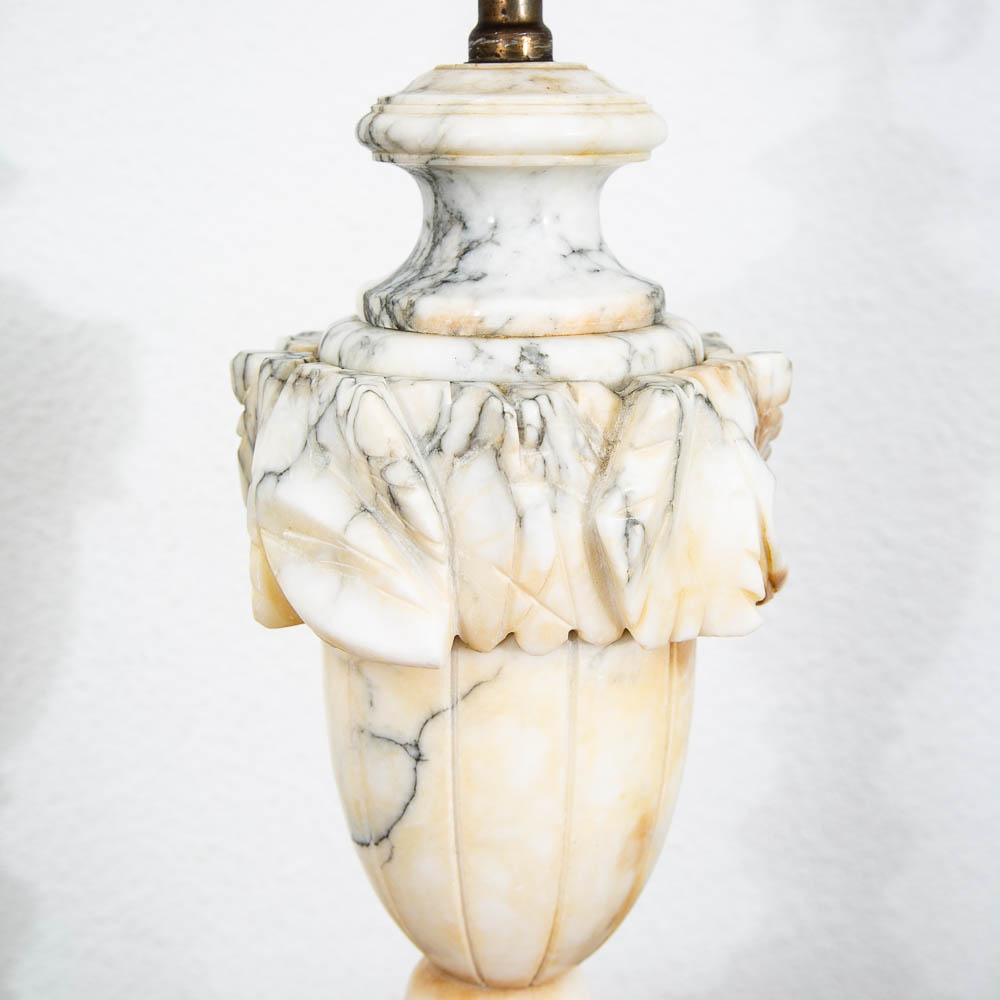 Mid Century Modern Table Lamp Set Pair Italian Alabaster Marble White Working - Image 6