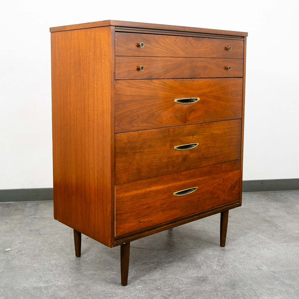 Mid Century Danish Modern Highboy Dresser Walnut 4 Drawer Danish Mcm Vintage 60s