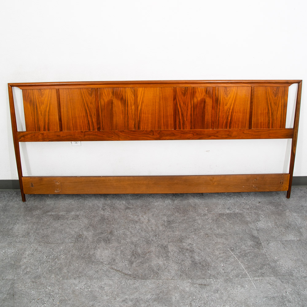 Mid Century Modern Headboard Bed Frame King Size Solid Walnut Wood Vintage Mcm - Image 2