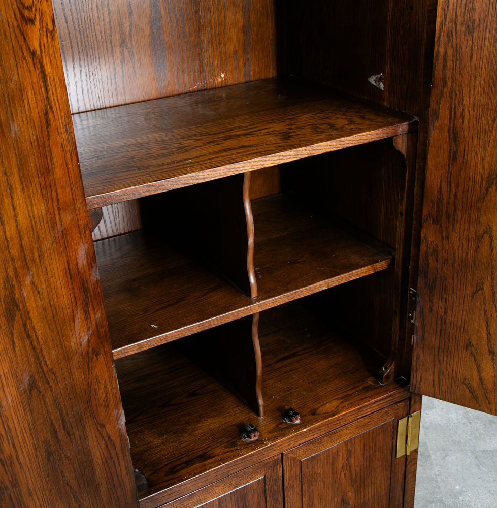 Mid Century Modern Armoire Compact Cabinet Scene One Henredon Campaign Dark Wood - Image 8