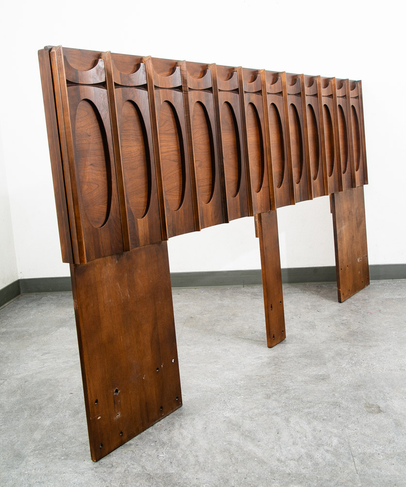 Mid Century Modern Headboard Bed Frame Tobago King Size 80" Brutalist Broyhill - Image 3