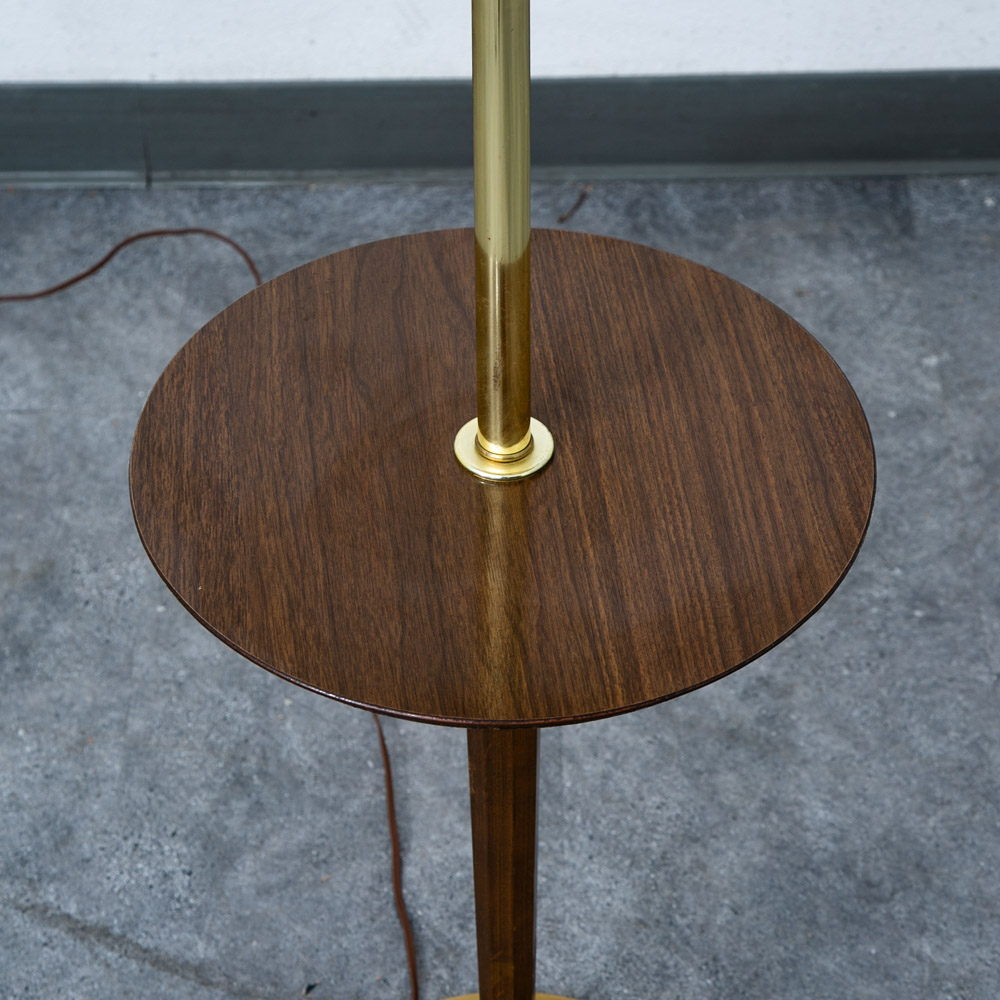 Mid Century Modern Floor Lamp Side Table Brass Round Built Side Table Lighting - Image 9