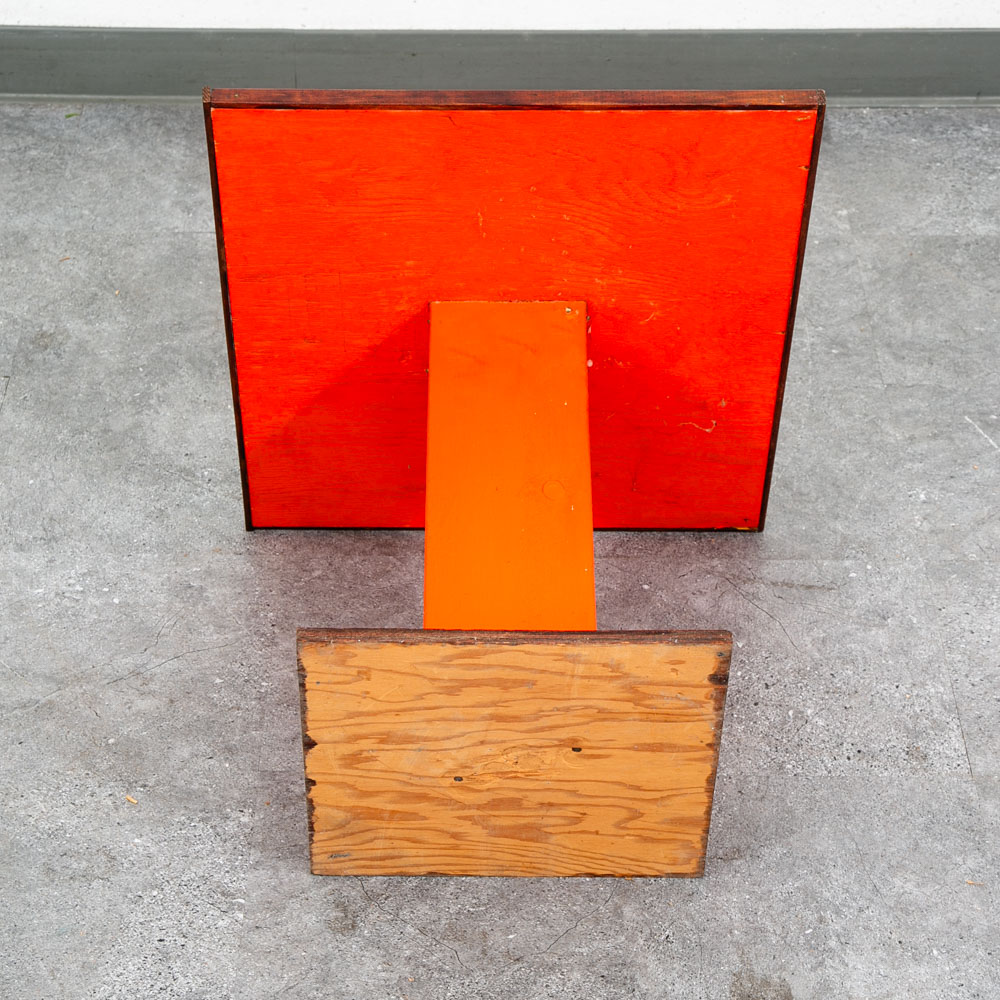 Mid Century Modern End Table Side Square Ceramic Vintage Wood Tile Orange Yellow - Image 6